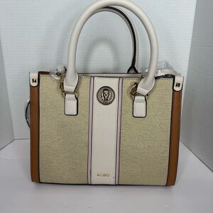 ALDO‎  Satchel Handbag NEW  Tan, Brown White Accents